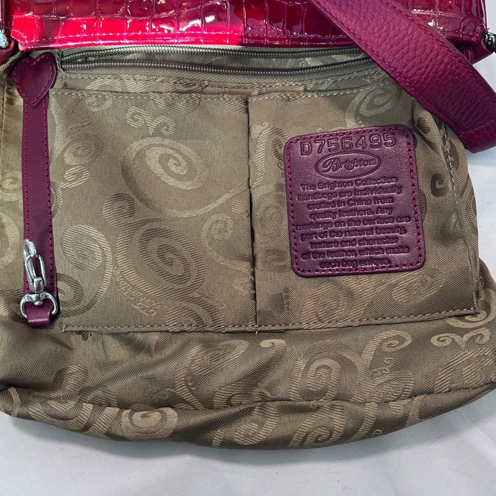 Brighton Red Sonny Croc-Embossed Patent Leather Shoulder Bag - Picture 8 of 11